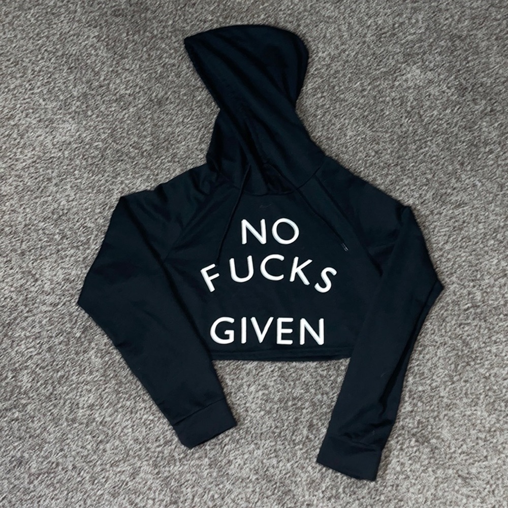 All black crop top hoodie